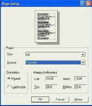Установка параметров печати — подменю Printing Settings